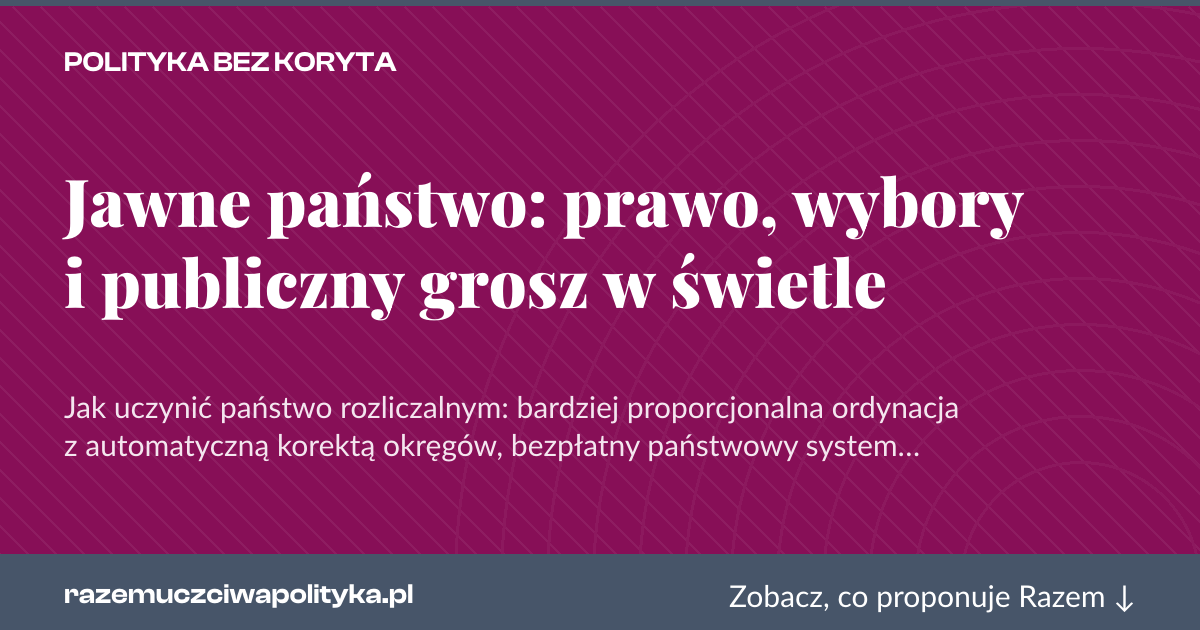 Karta social do udostępnienia: Jawne państwo: prawo, wybory i publiczny grosz w świetle