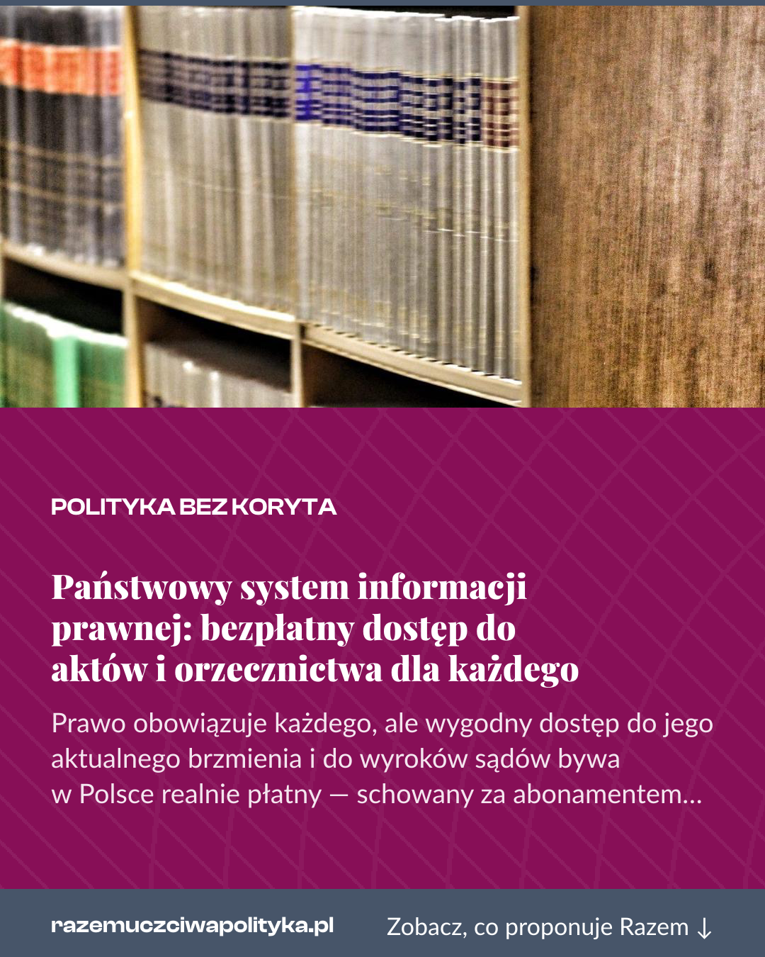 Grafika pionowa do udostępnienia: Państwowy system informacji prawnej: bezpłatny dostęp do aktów i orzecznictwa dla każdego