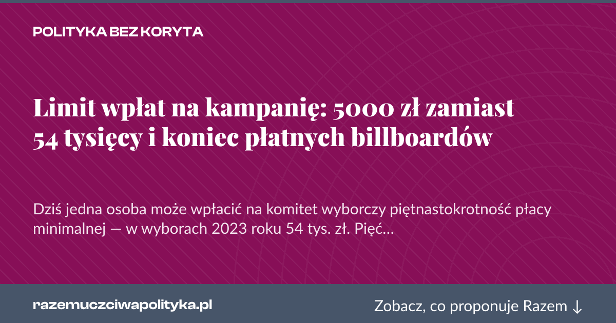 Karta social do udostępnienia: Limit wpłat na kampanię: 5000 zł zamiast 54 tysięcy i koniec płatnych billboardów