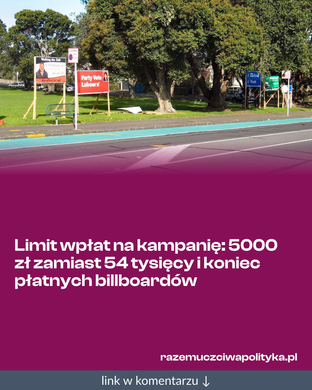 Grafika do udostępnienia: Limit wpłat na kampanię: 5000 zł zamiast 54 tysięcy i koniec płatnych billboardów
